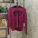 DKNY Women's Sport Velour Logo Fleece Hooded Sweatshirt