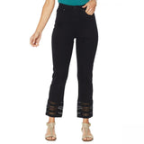 DG2 by Diane Gilman Stretch Crochet Lattice Hem Cropped Jeans