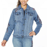 DG2 by Diane Gilman Women's Plus Size Embroidered Signature Jean Jacket