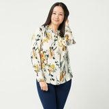 Denim & Co. Plus Size Watercolor Floral Stretch Crepe Blouse