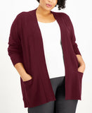 Karen Scott Plus Size Ribbed Open Front Cardigan Sweater