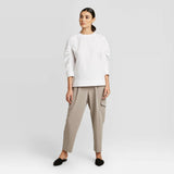 Prologue Women's Ruched Raglan 3/4-Sleeve Crewneck T-Shirt
