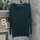 H by Halston Essentials Scoop-Neck Long Sleeve Tunic Top Deep Green XS