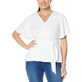 IMAN Women's Boho Chic Faux Wrap Blouse
