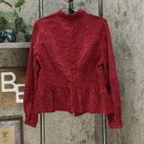 LaBellum by Hillary Scott Women's Ruffle Trim Peplum Corduroy Jacket