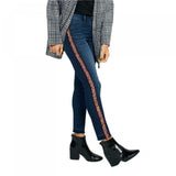 Laurie Felt Women's Silky Denim Sequin Stripe Ankle Jeans