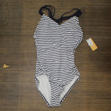 Kona Sol Women's Shirred Macrame Strap One Piece Swimsuit AF556