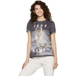 Mighty Fine Women's Short Sleeve Take Me Home Astronaut Graphic T-Shirt