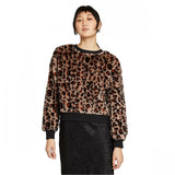 Wild Fable Women's Animal Print Crewneck Faux Fur Sweatshirt