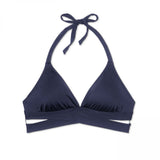 Kona Sol Women's Faux Wrap Halter Bikini Top Navy Large