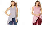 DG2 by Diane Gilman Women's Asymmetric Drape Striped Tank Top