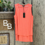 DG2 by Diane Gilman Front Pleated Mixed Media Easy Tank Top