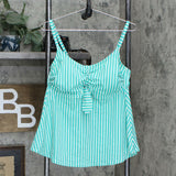 Kona Sol Women's Plus Size Striped Tankini Top