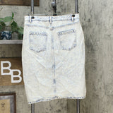 Women's Split Front Acid Wash Knee Length Jean Skirt