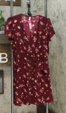 Xhilaration Women's Floral Short Sleeve V-Neck Button-Down Wrap Mini Dress