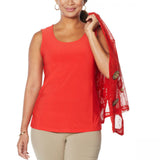 Nina Leonard Women's Plus Size Coconut Button Bolero Cardigan With Tank