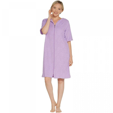 Stan Herman Women's French Terry Break-Away Short Zip Robe