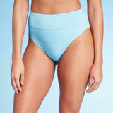 Shade & Shore Women's Ribbed High Waist High Leg Extra Cheeky Bikini Bottom
