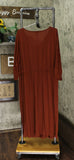 New Ava & Viv Plus Size 3/4 Sleeve V-Neck Sandwash Knit Midi Dress