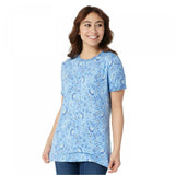 Isaac Mizrahi Live! Women's TRUE DENIM Floral Contrast Trim T-Shirt