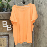 DG2 by Diane Gilman Women's Flutter Sleeve T-Shirt Peach Plus 3X