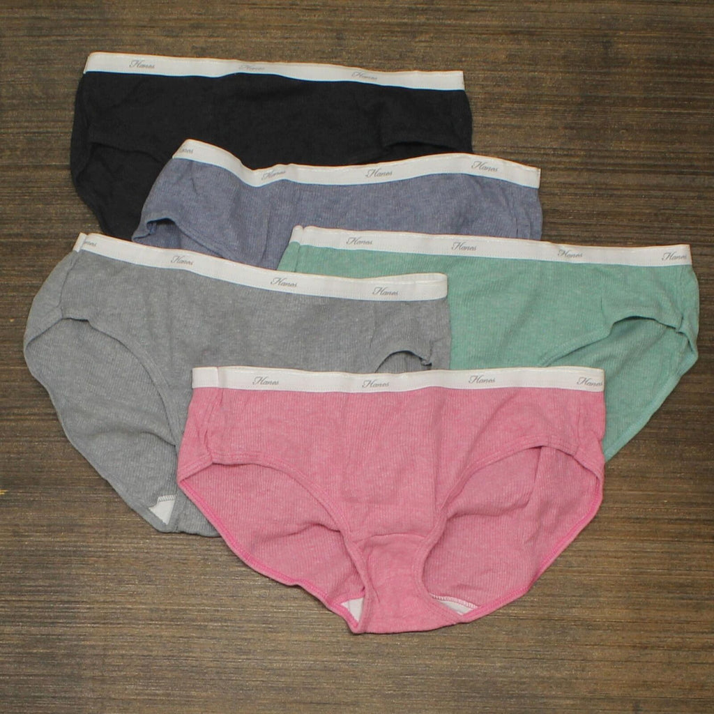 Hanes Women's 5pk Cotton Ribbed Heather Hipster Underwear Colors