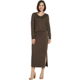 G.I.L.I. Women's Peached Knit Long Sleeve V-Neck Dress