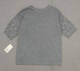 A New Day Women's Short Sleeve Pearl Embellished Pullover Sweater