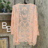 Nina Leonard Women's 3/4-Sleeve Embroidered Mesh Topper Jacket