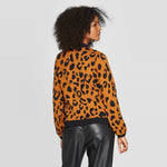 Who What Wear Women's Leopard Print Crewneck Pullover Sweater