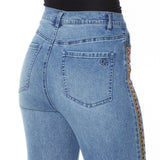 DG2 by Diane Gilman Women's Side Embroidered Studded Boot Cut Jeans