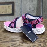 Skechers Girls' Lifestyle Lights Heart Savvy Cat Sandal Hot Pink / Blue 2