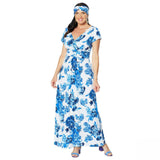 IMAN Women's Tall Floral Boho Chic Maxi Dress With Head Wrap