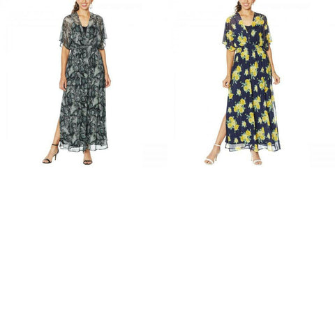 Nina Leonard Women's Printed Powermesh Maxi Dress