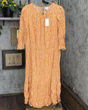 A New Day Women's Floral Print 3/4 Sleeve Tiered Dress 564648-Leaf