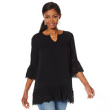 G by Giuliana Womens Tunic Top With Eyelet Trim