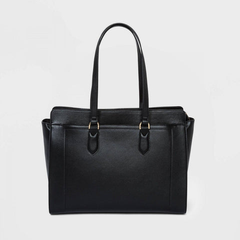 A New Day Women's Large Zip Closure Tote Handbag Black