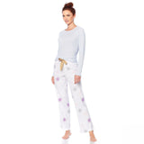 Maidenform Women's Ribbed Top And Fleece Pant Pajama Set Winter Dancer Large