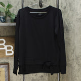 Cuddl Duds Women's Lightweight Comfort Tie Front Top Black Large