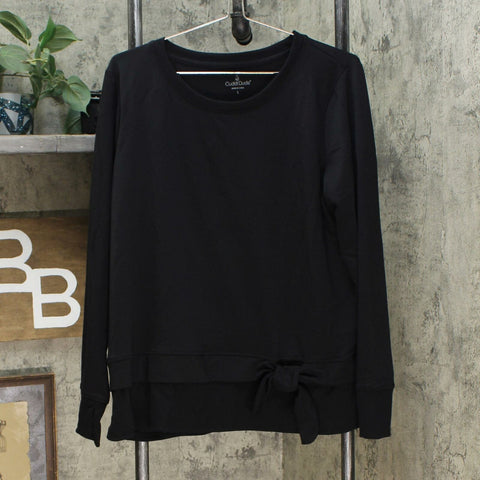 Cuddl Duds Women's Lightweight Comfort Tie Front Top Black Large