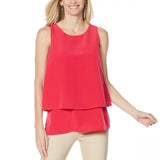 DG2 by Diane Gilman Mixed Media Easy Tank Top Red Plus 3X