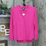 Bobeau Women's V-Neck Rounded Split Hem Butter T-Shirt