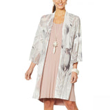 MarlaWynne Women's Printed Wide Sleeves Fine Knit Cardigan