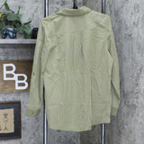 Denim & Co. Women's Roll Tab Sleeve Button Front Soft Utility Tunic Blouse