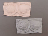 Rhonda Shear LOT OF 2 Underwire Bandeau Bra Removable Pads Gray/Blush Large
