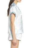 In Bloom by Jonquil Mrs Satin Short Shirt Pajamas Set Blue XL