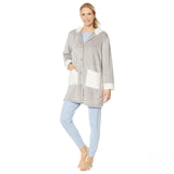 Soft & Cozy Women's Plus Size Hooded Button Front Robe With Pockets