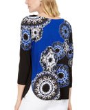 JM Collection Women's Tie Dye Metallic Accents Boat Neck Knit Top