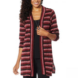 Slinky Brand Women's Striped Long Sleeve Sweater Duster Cardigan