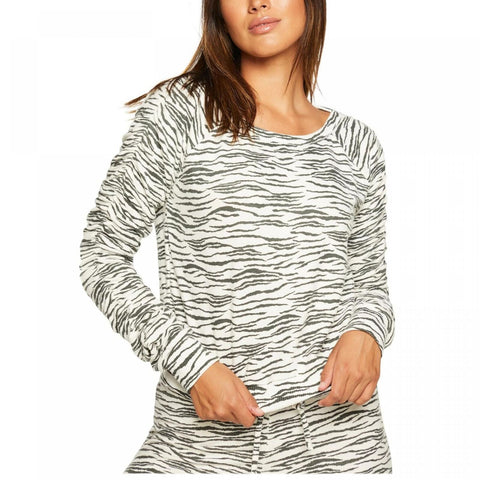 Chaser Women's Zebra Shirred Sleeve Sweatshirt